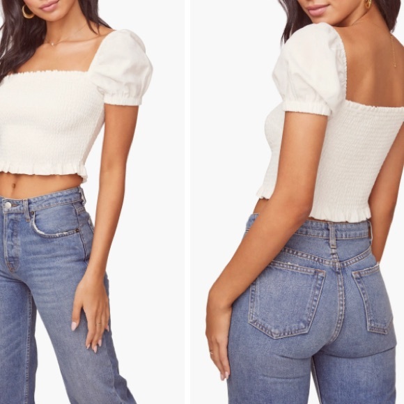 ASTR The Label Tops - ASTR The Label Mason Smocked Puff Sleeve Top White